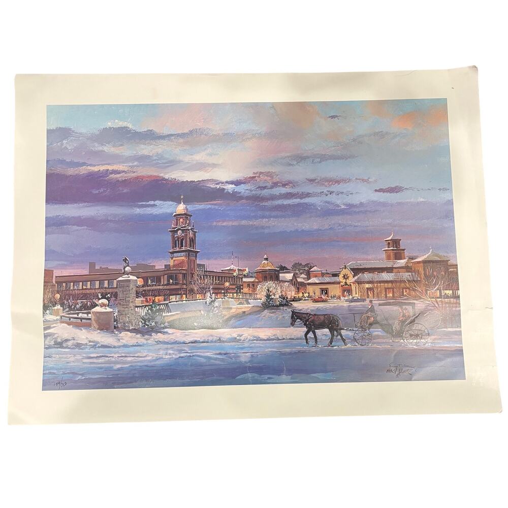 Signed Ernest Ulmer 109/750 Winter Scene Historic KC Country Club Plaza 30x22"
